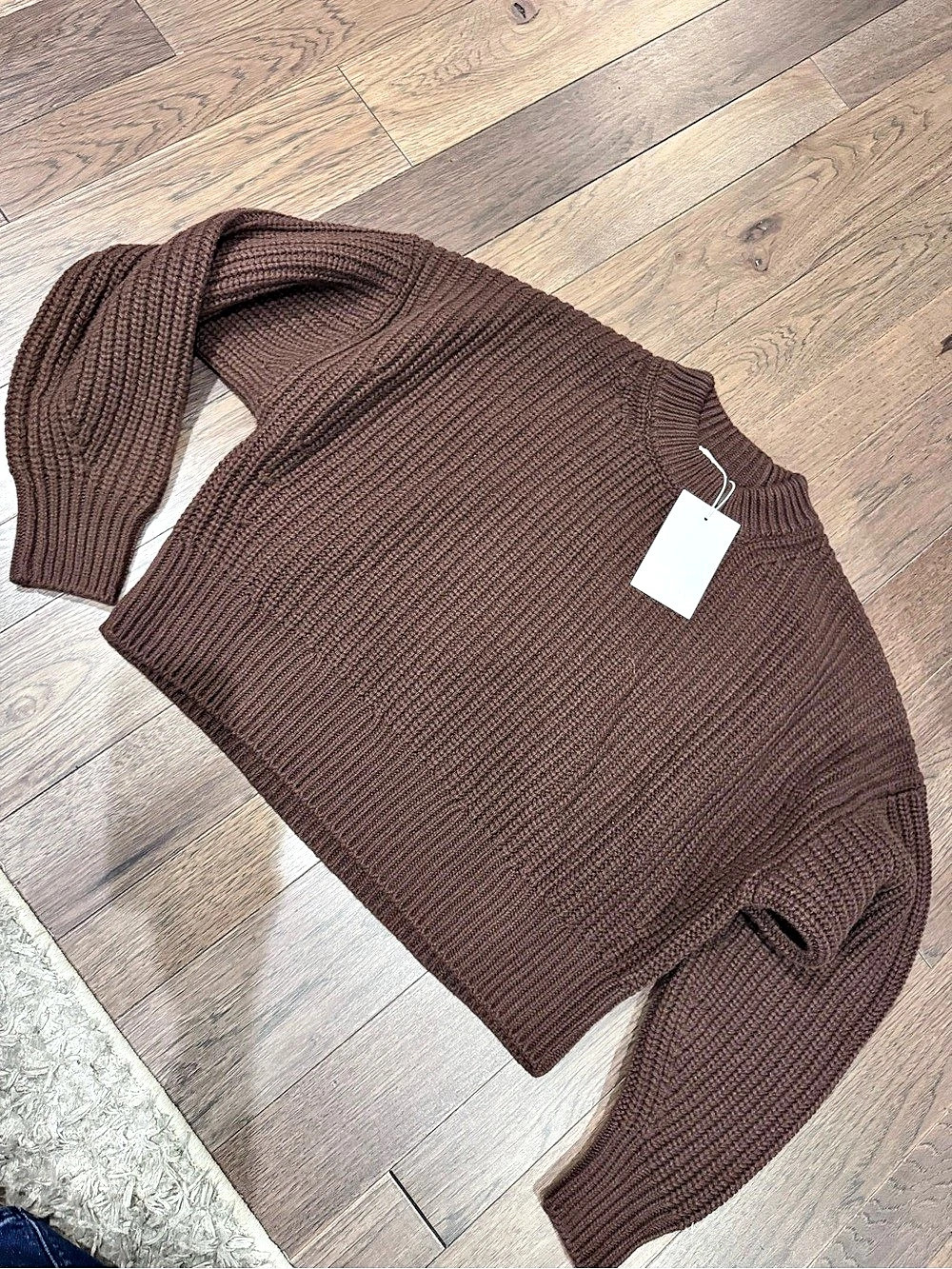 NWT Sézane Edgar Jumper Ribbed Crewneck Brown Size 1